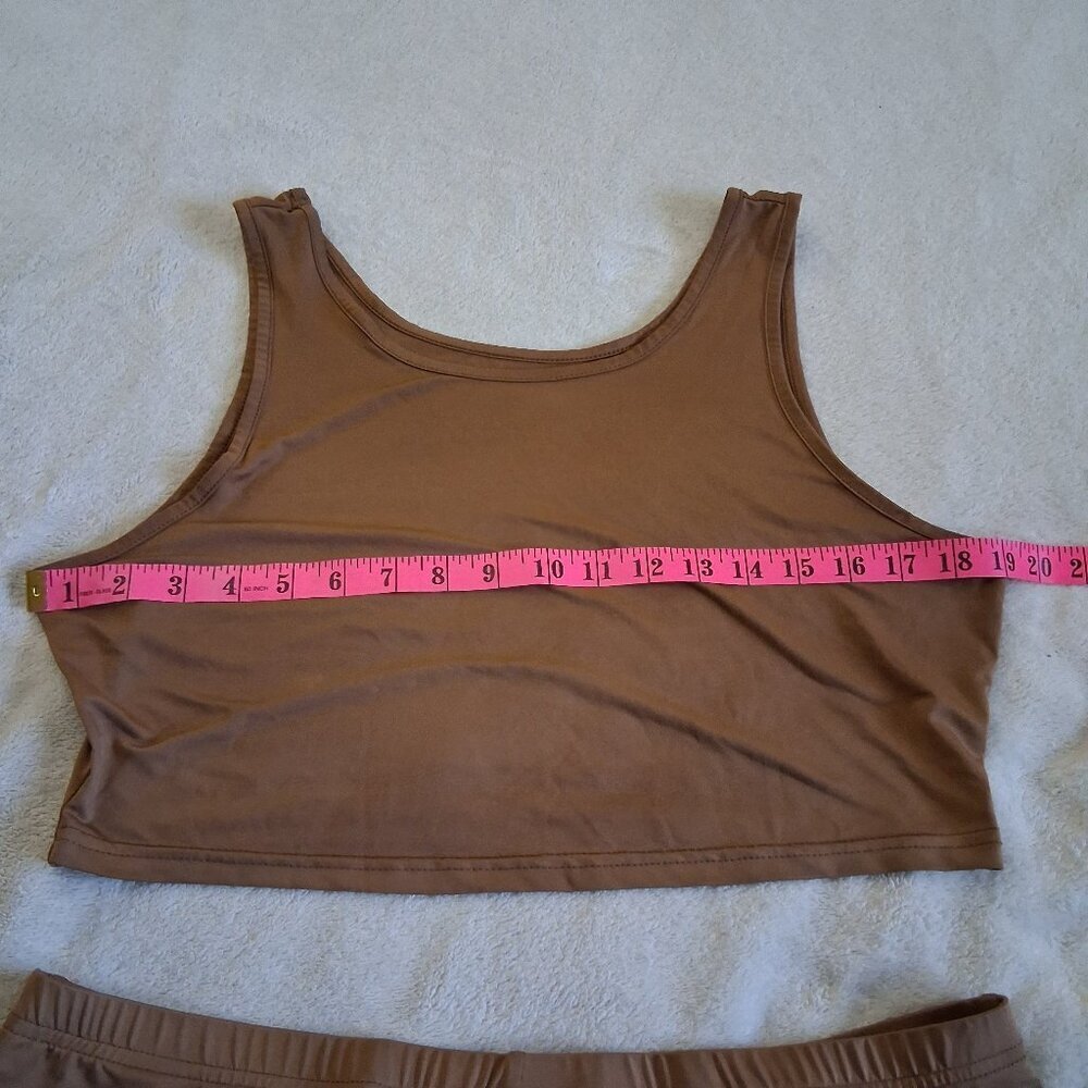 SHEIN Women's Size XL (12) Brown Two Piece Crop Tank & Shorts Set - Picture 9 of 13